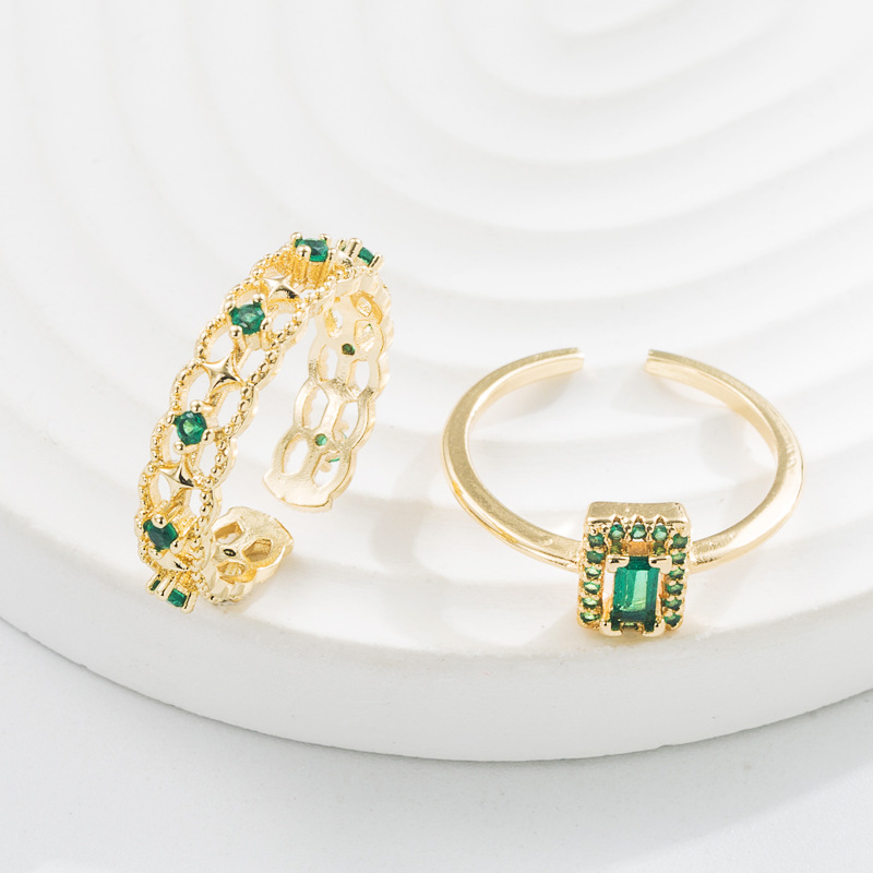 Fashion Geometric Copper Rings Zircon Copper Rings