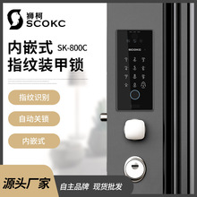 批发狮柯高端指纹密码锁SK-800C 门锁远程操控 家用智能锁