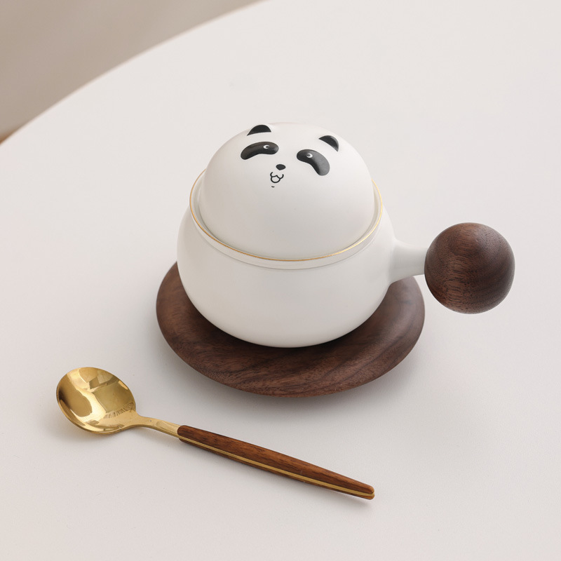 Guofeng panda taza de té y café taza de café taza de marca taza de cerámica regalo de mano set regalos comerciales LOGO