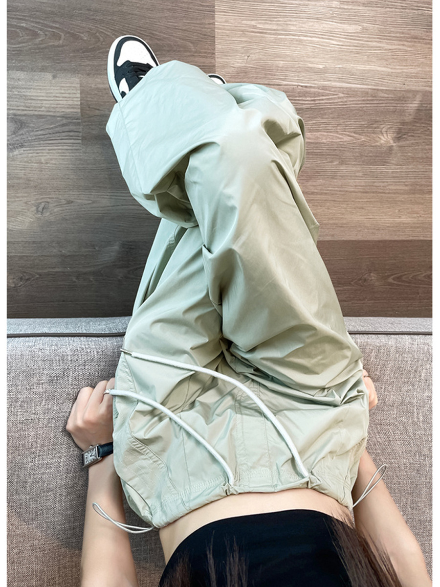 Quần ống rộng nữ chất lụa lạnh chống nắng, dáng suông mỏng nhẹ mùa hè — Mẫu thông thường màu xám nhạt, Màu trắng be mẫu dài, Màu hồng mẫu thông thường, Màu đen dáng nhỏ