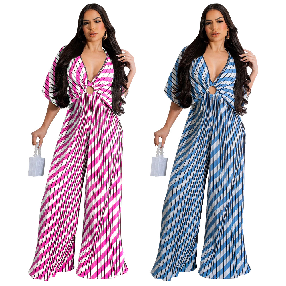 Streetwear Tie Dye Stripe Polyester Jumpsuits display picture 3