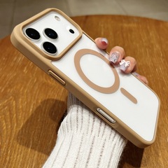 跨境适用苹果17promax高透磁吸手机壳iPhone16防摔PC大孔保护套15