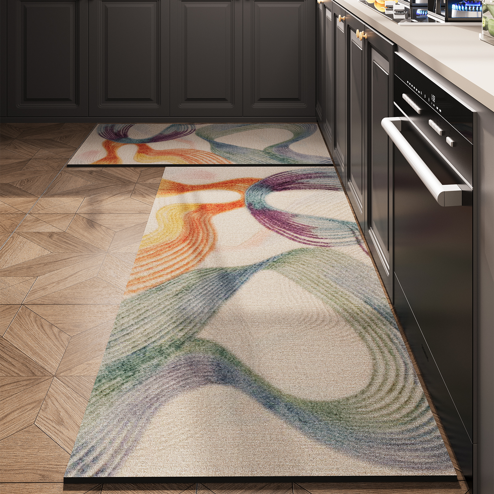 Luz de lujo de alto nivel cocina alga de barro alga puerta alfombra de piso absorción de agua rápida secado dos piezas anti-deslizante alfombra antideslizante image 1