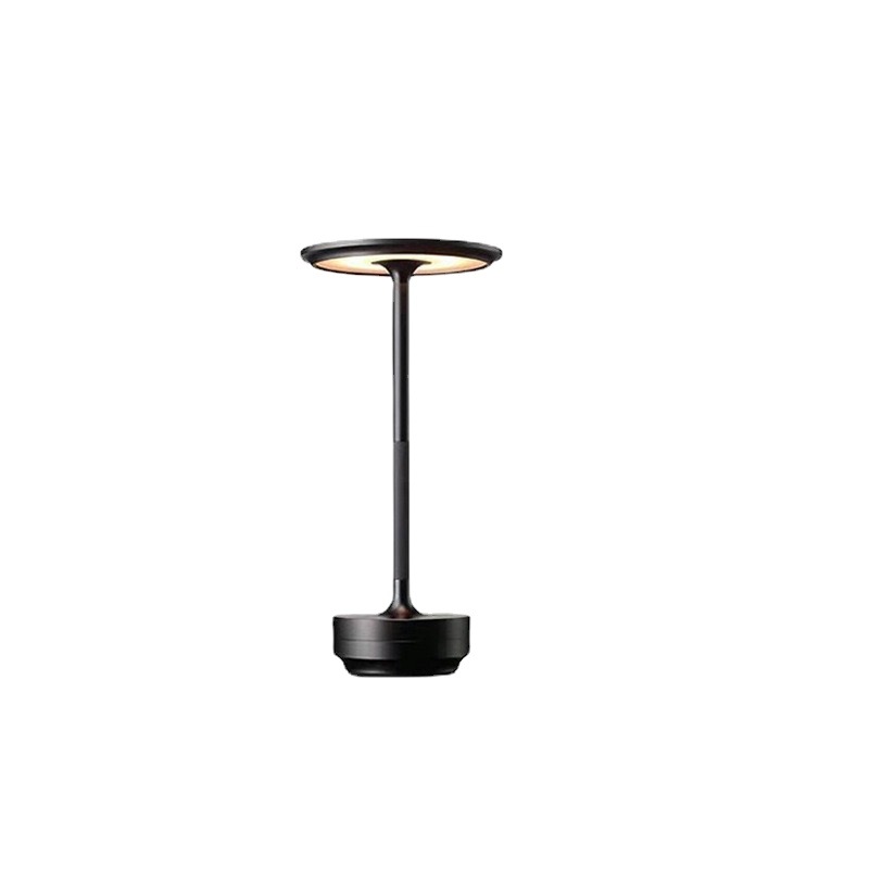 Lámpara de mesa de estilo industrial totalmente de aluminio LED para restaurante, bar y salón, UFO con carga táctil en forma de I, regulable, estilo de lujo ligero