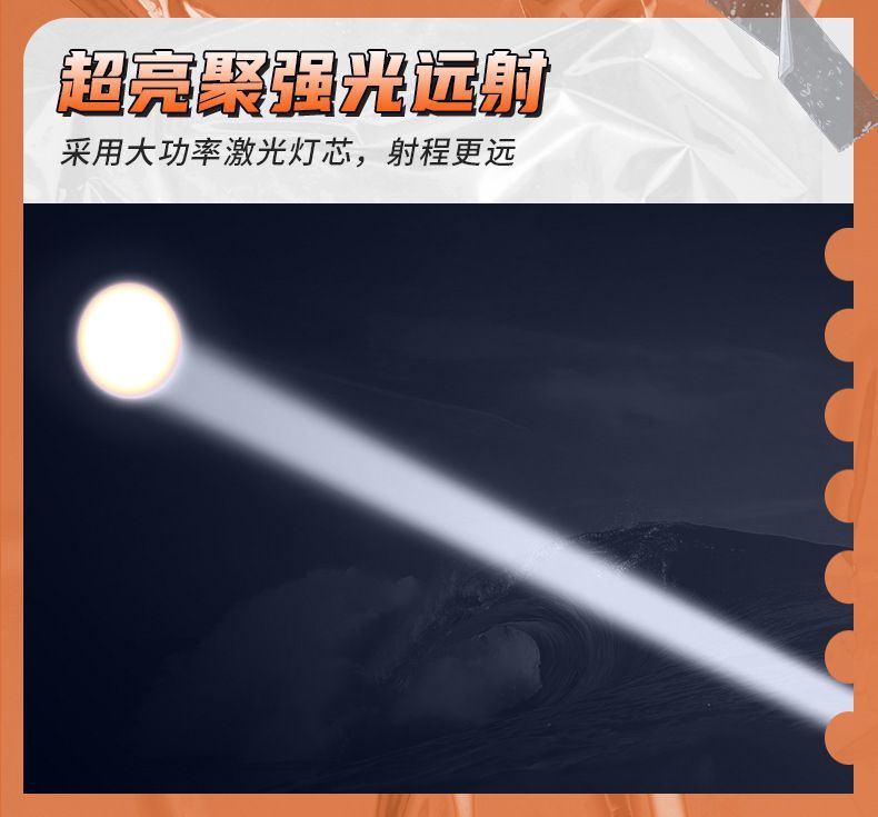 Skyfire White Laser Bright Light Ultra-Bright Flashlight Outdoor Long-Range Ultra-High Lumen High-Power Charging Convenient Xenon Lamp
