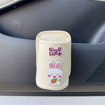 Car cup holder/beverage holder – Multifunctional Tea Cup Holder for Car Use - mao-rabbit-off-white-tea-cup-storage-bucket
