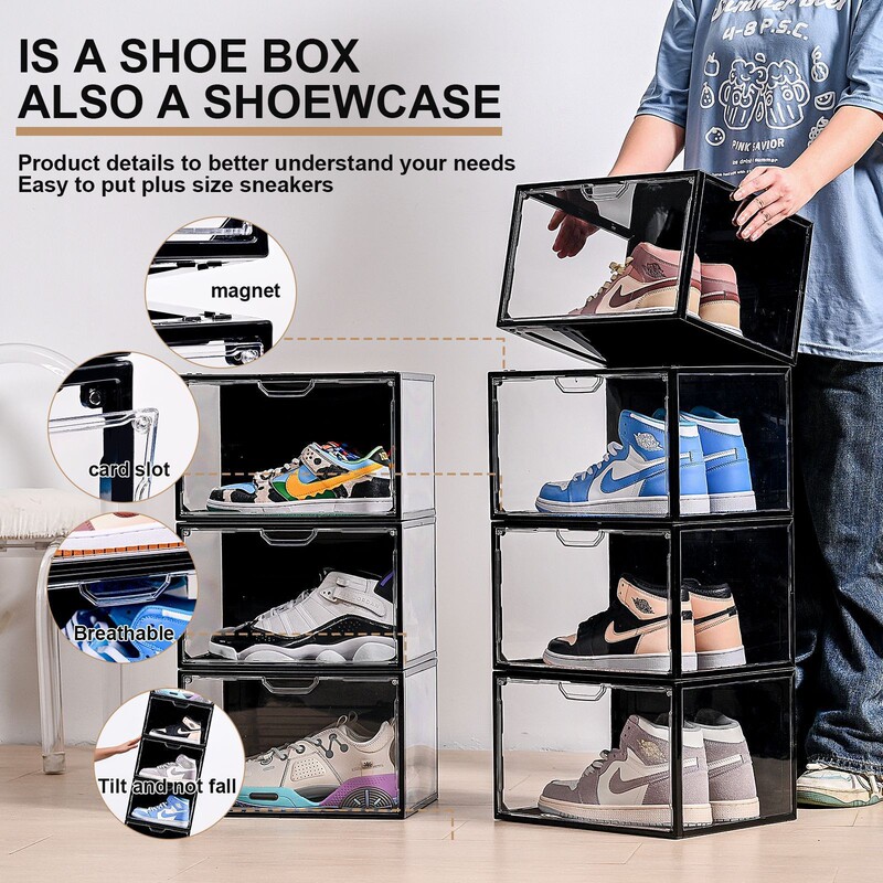 6-side full hard shoe box storage box AJ sneakers anti-oxidation shoe cabinet transparent shoes plastic acrylic hat box shoe wall