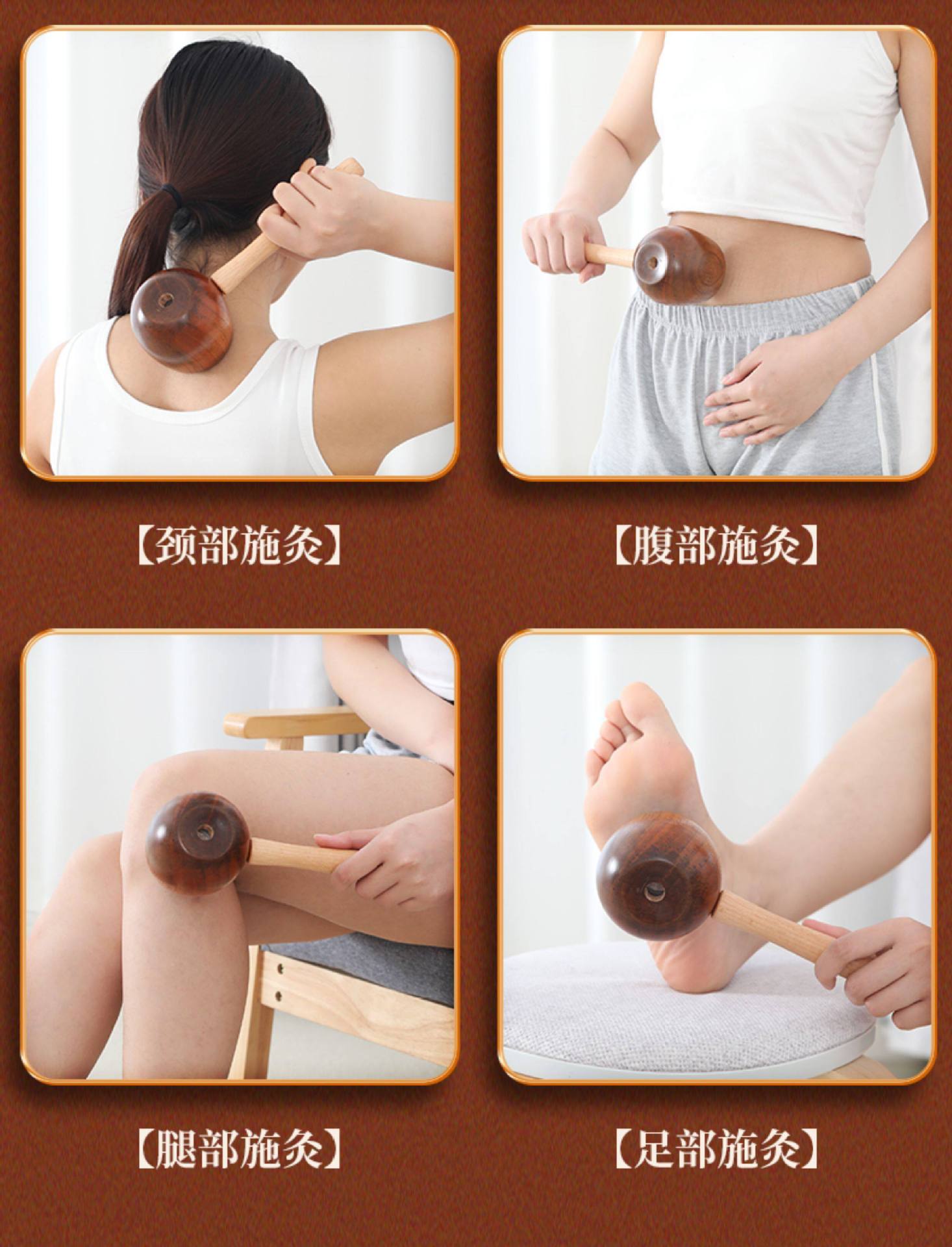 Handheld Moxa Stick Burner Box Wooden Moxibustion Tool with 108 Aged Moxa Cones for Body Warming key features