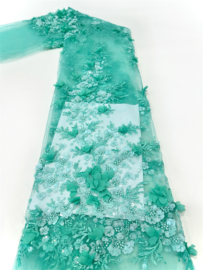 Tejido bordado de calcomanías hechas a mano, tela de calcomanías, vestido de novia de moda, vestido de moda, tela de vestido de moda