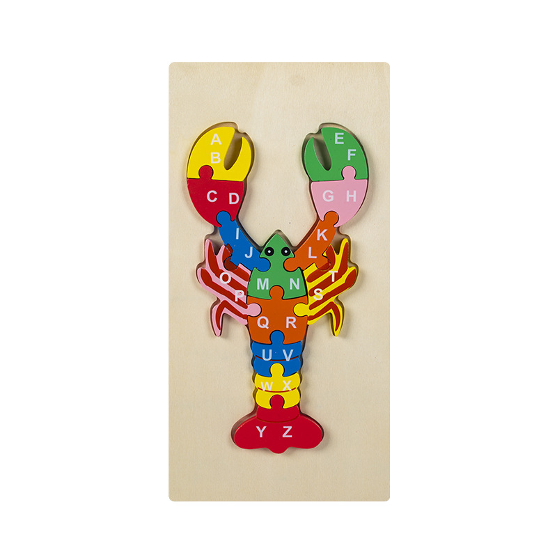 Rompecabezas para niños transfronterizos Animales cognitivos digitales dibujos animados rompecabezas tridimensional educación temprana para bebés iluminación juguetes de madera al por mayor