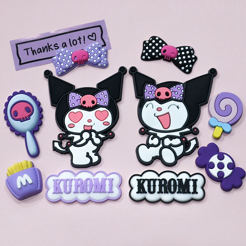 Любовные глаза Kuromi DIY аксессуары ПВХ мягкий чехол для телефона, отверстия для тапочек, декоративная трехмерная нашивка водяной стакан