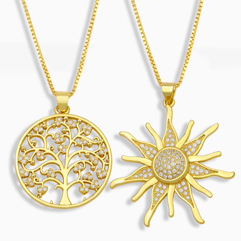 Fashion Sunflower Micro-inlaid Zircon Necklace display picture 3