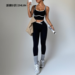 跨境欧美外贸女装运动文胸健身瑜伽服套装高级感瑜伽裤女高腰提臀