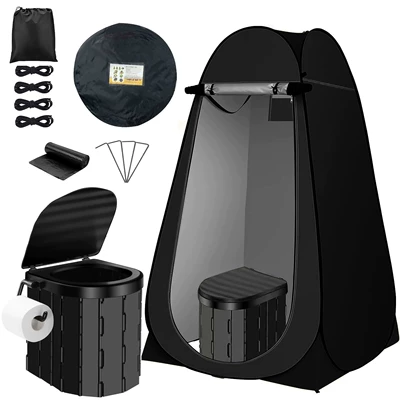 Outdoor Toilet, Removable Car Avtomobil dam çadırları - 14m-window-black-tent-covered-version-black-toilet-1