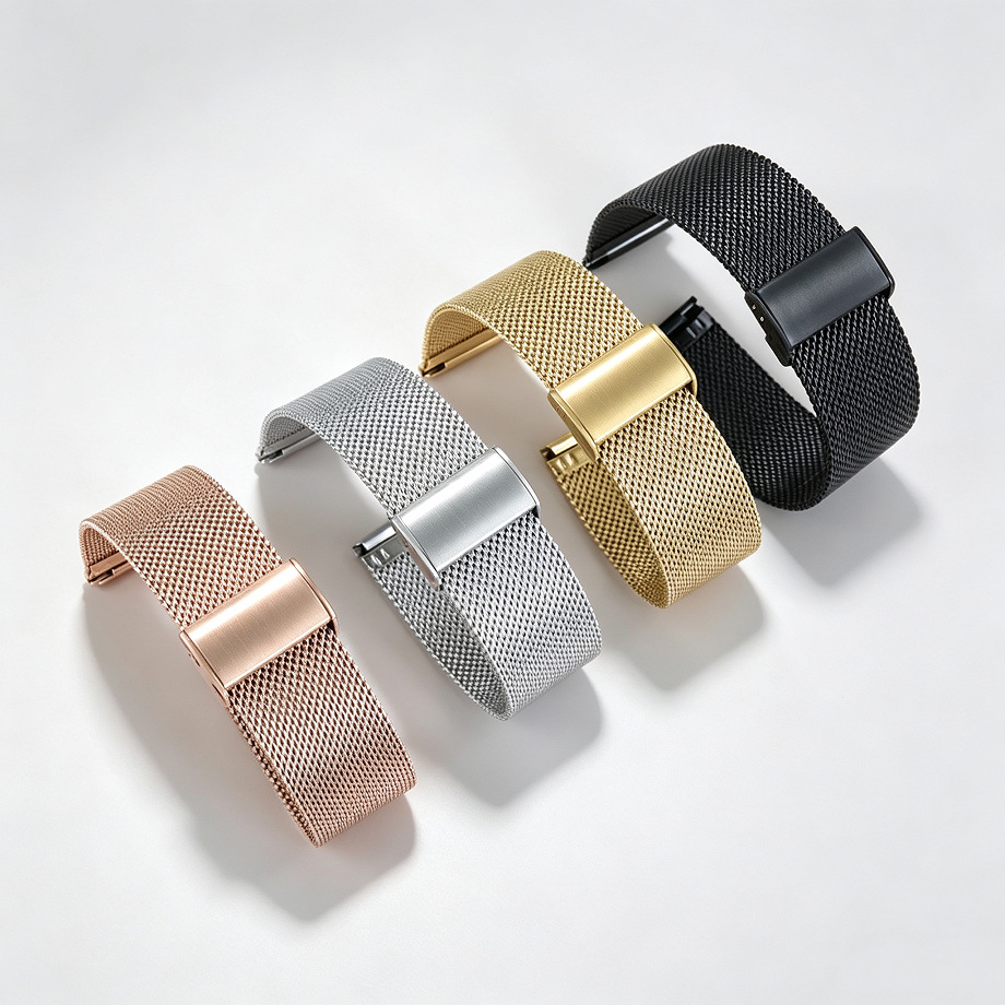 Compatible with GT2 Huawei and Samsung smartwatches, quick-release Milanese braided metal mesh strap with Huawei buckle, stainless steel watch band.