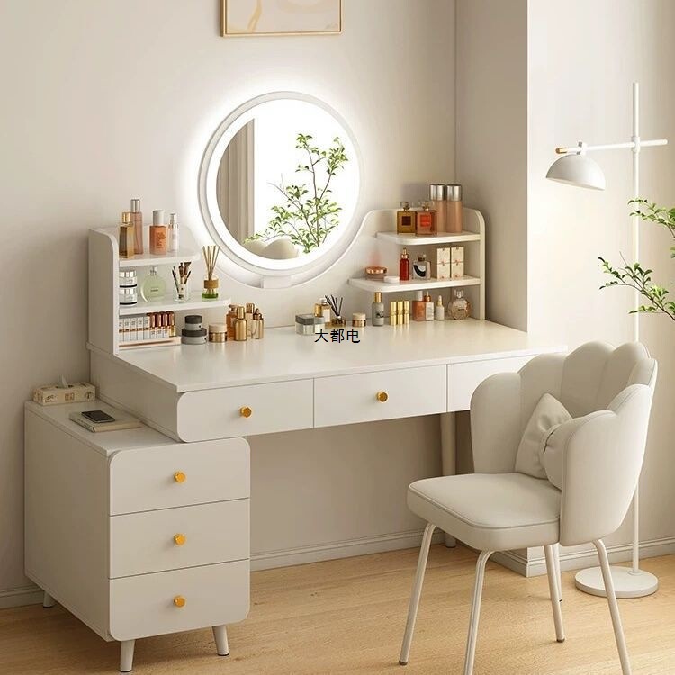 Bedroom Dressing Table, Simple Modern Storage Cabinet, New High-End Italian-Style Girls' Makeup Table Bedroom Dressing Table, Simple Modern Storage Cabinet, New High-End Italian-Style Girls' Makeup Table