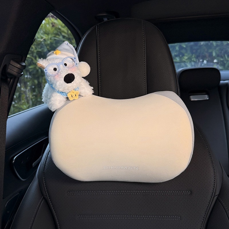2026 New Model Car Headrest Memory Foam Car Seat Neck Pillow West Highland Plush Toy Car Accessory for Women