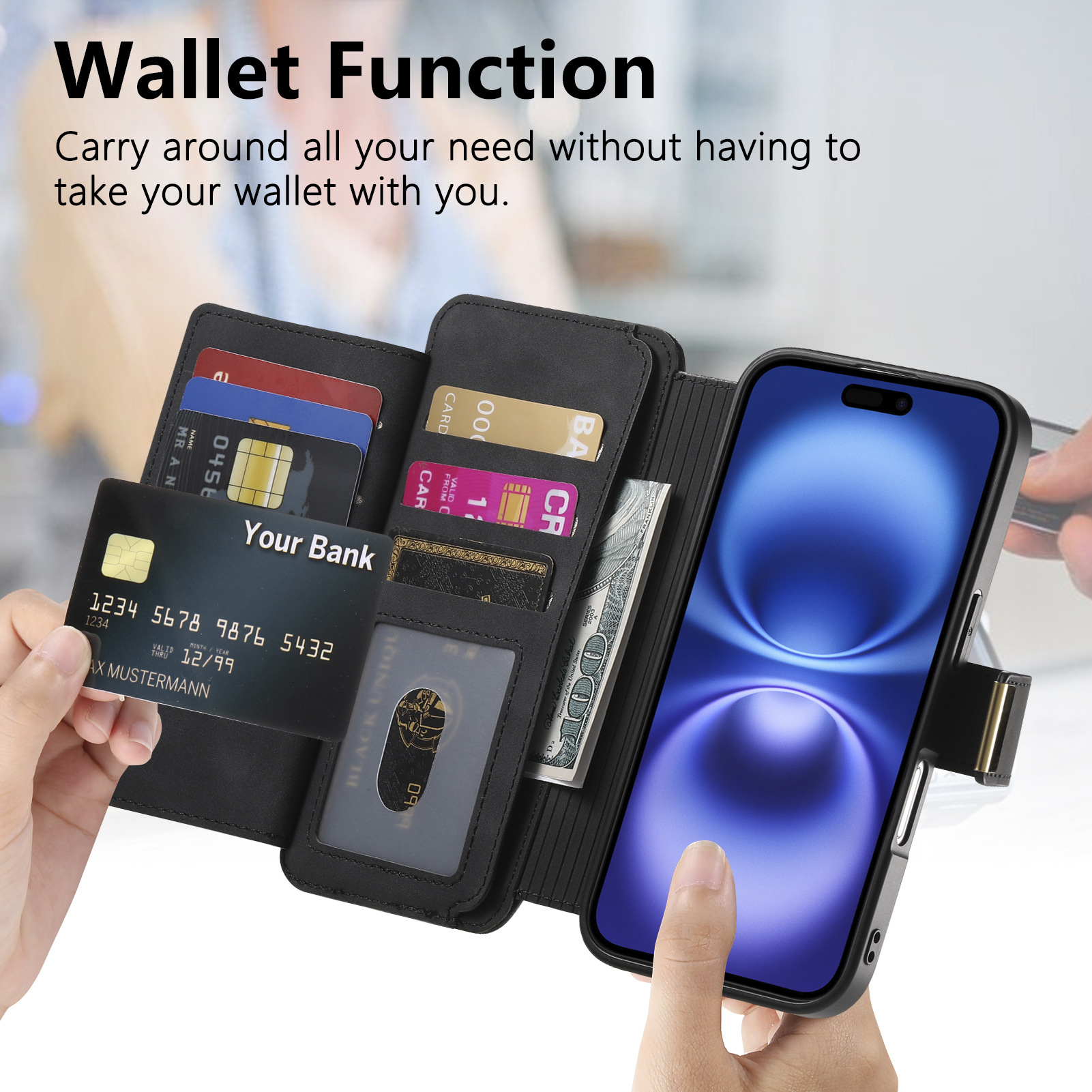 TechGlobe Cross-Border Magnetic Detachable Compatible With IPhone Quick Release 16 Flip Leather Case 15p_voghion.com