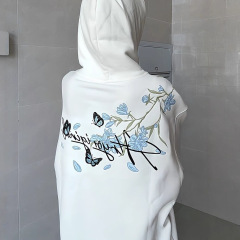 美式高级感刺绣清新花卉连帽卫衣女春秋新款外套独特潮牌情侣上衣