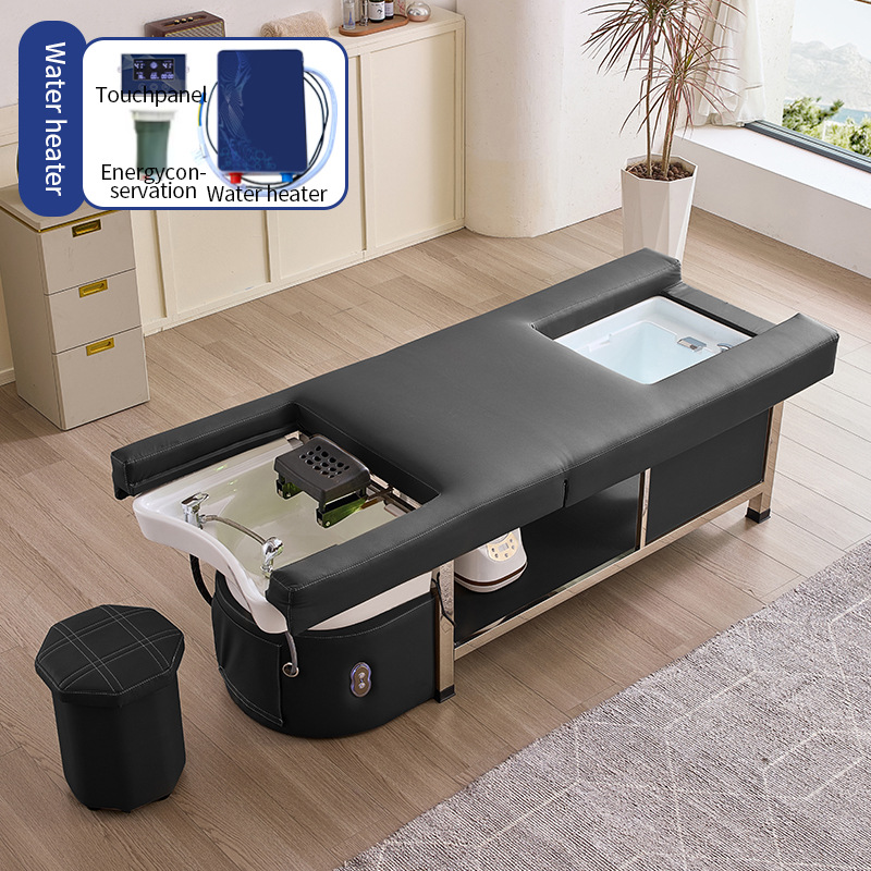 Cama eléctrica elevadora multifuncional para salón de belleza, cama de lavado de cabello, cama de masaje para terapia de cabeza, cama de masaje y cama de fumigación para circulación de agua