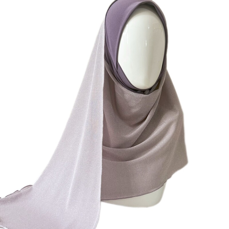 Modal Hijab 新款水晶麻拼接银丝网方便头套饶巾简单款包头头巾纱|undefined