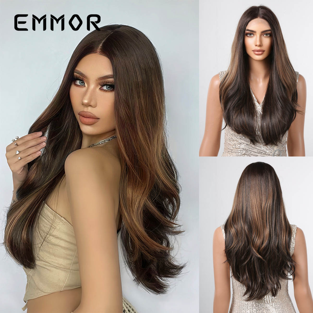 Nuevo producto gradiente gris color popular estilo europeo y americano 13*6 peluca de encaje de área grande costura libre transpirable y cómodo tocado