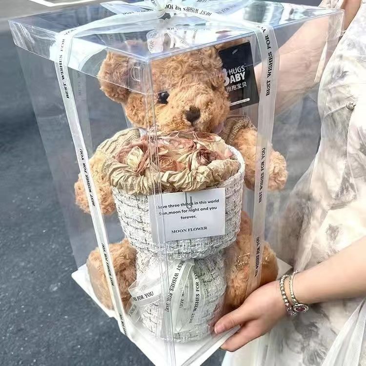 Regalos de Año Nuevo Teddy Bear Muñeca Imortalidad Rose Bouquet Regalos de cumpleaños para chicas Amigas Amigas