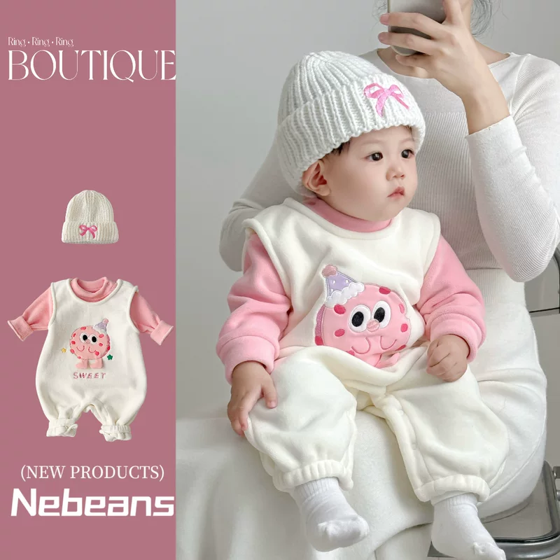 Детский комбинезон Nebeans, 2 предмета тёплый боди с шапкой, размеры 66–100