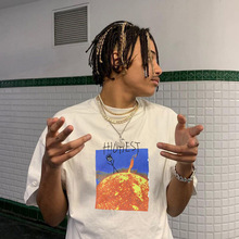 300克重磅纯棉Travis Scott 火柴人抽象字母印花个性短袖情侣T恤