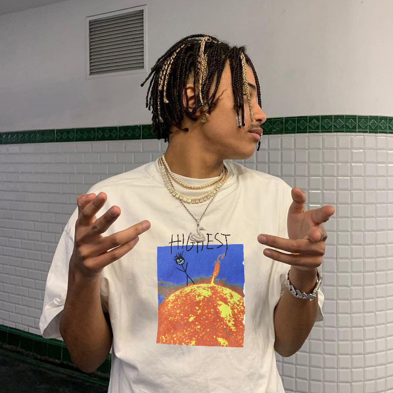 300克重磅纯棉Travis Scott 火柴人抽象字母印花个性短袖情侣T恤