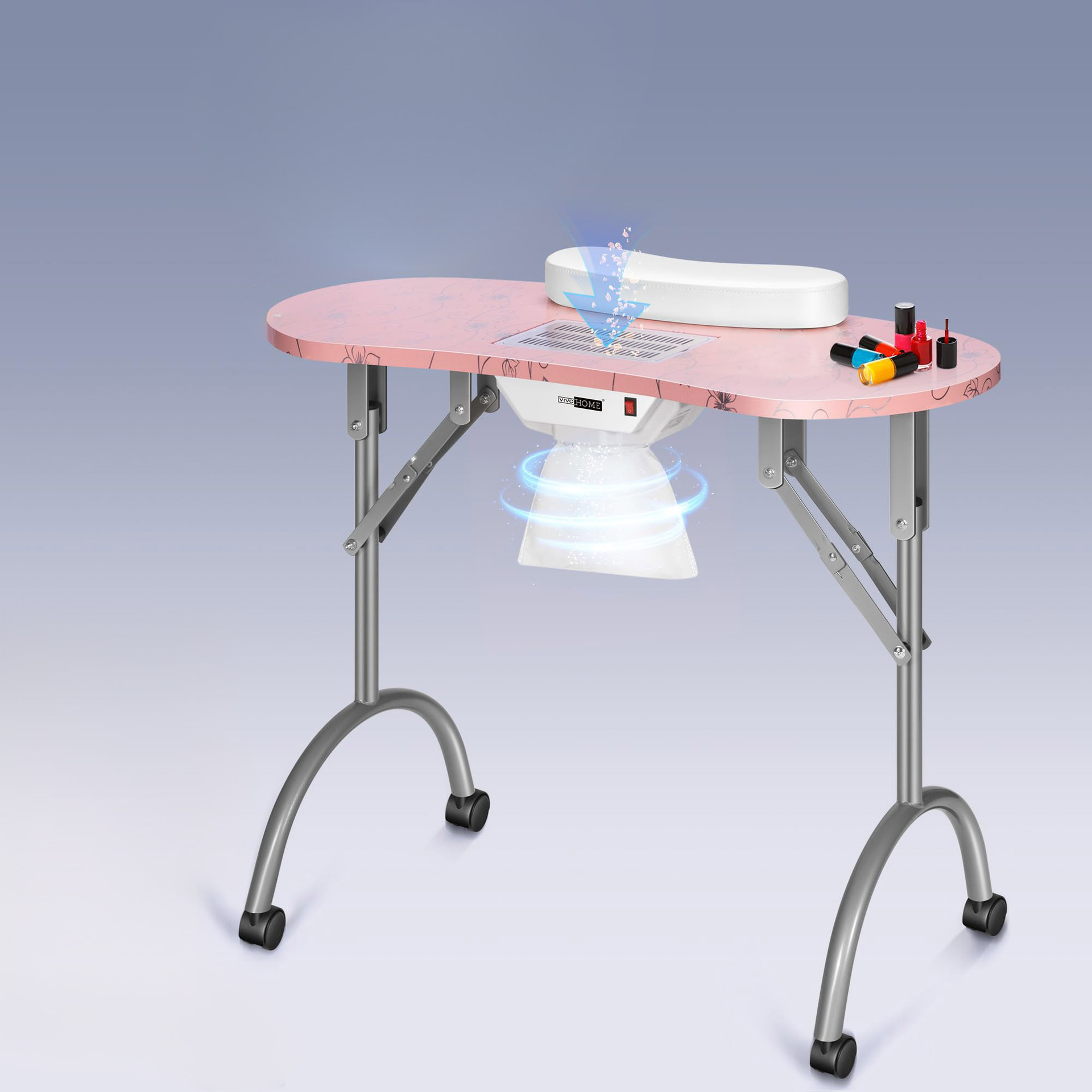 Mesa de manicuras portátil transfronteriza plegable lámpara de mesa de manicuras mesa de belleza con aspiradora mesa de manicuras fabricantes al por mayor