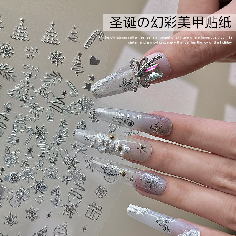 Nail Art Christmas Thin Tough Sticker 2025 New Autumn and Winter Silver Snowflake Christmas Tree Adhesive Decal Nail Decoration Nail Art Christmas Thin Tough Sticker 2025 New Autumn and Winter Silver Snowflake Christmas Tree Adhesive Decal Nail Decoration