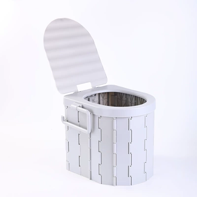 Kempinq və səyahət Deodorant Toilet Folding Toilet - integrated-cover-with-hook-gray-storage-bag