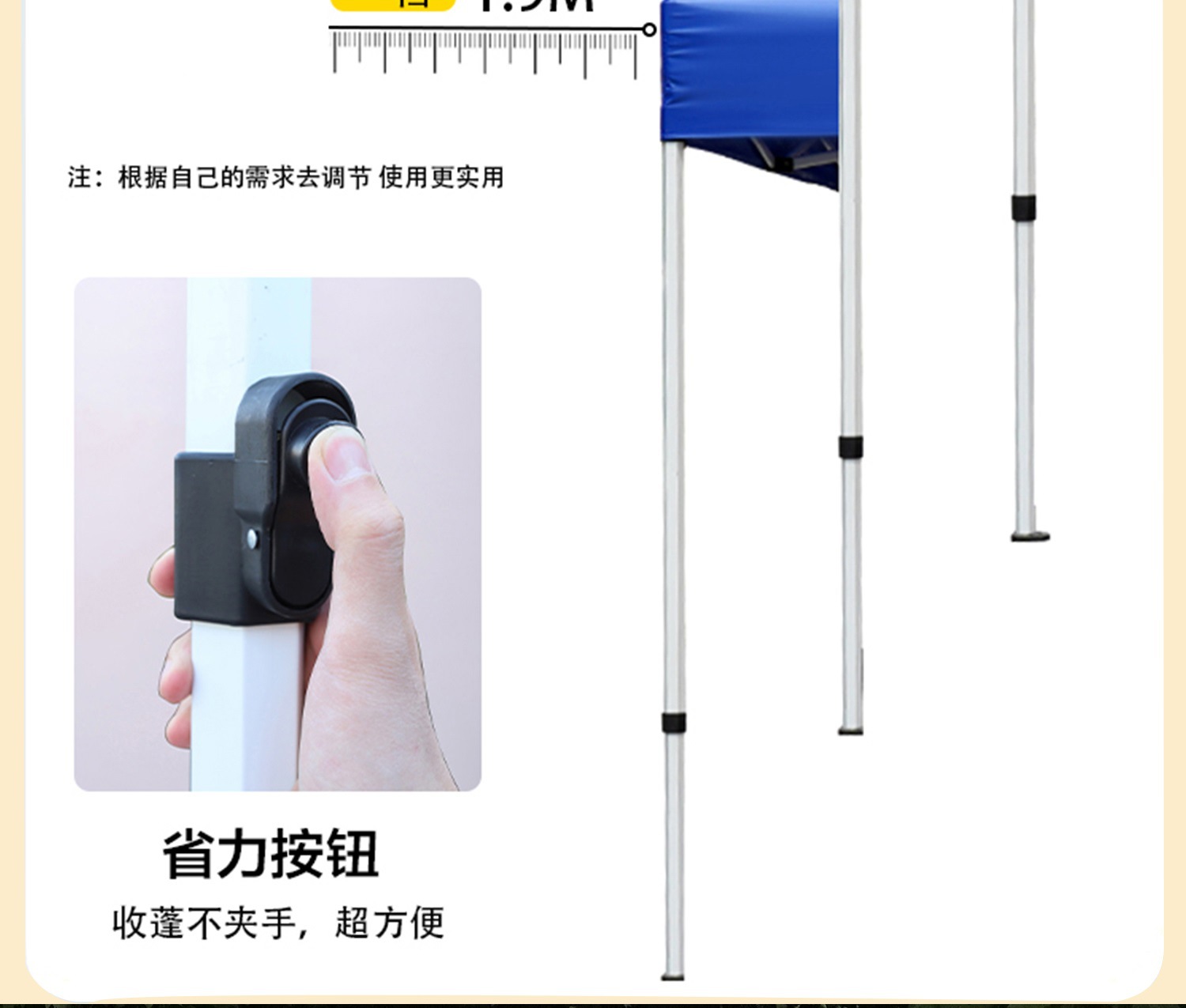 Four-Legged Rainproof Tent, Four-Corner Foldableing Awning, Outdoor Sun Umbrella, Retractable Transparent Canopy for Stall Use