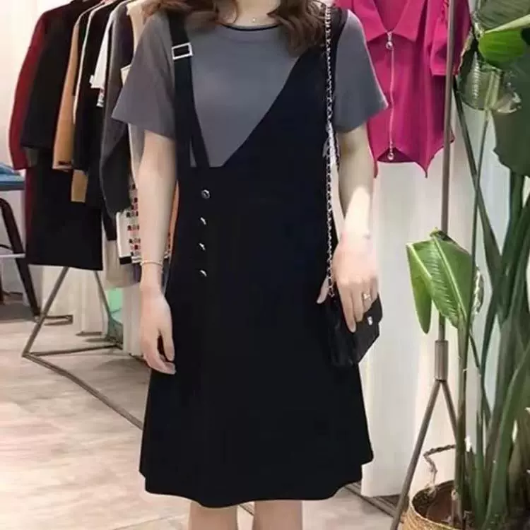 2025 новое летнее корейское стильное модное платье для женщин с высоким разрезом, свободного кроя, скрывающее живот, больших размеров, утягивающее