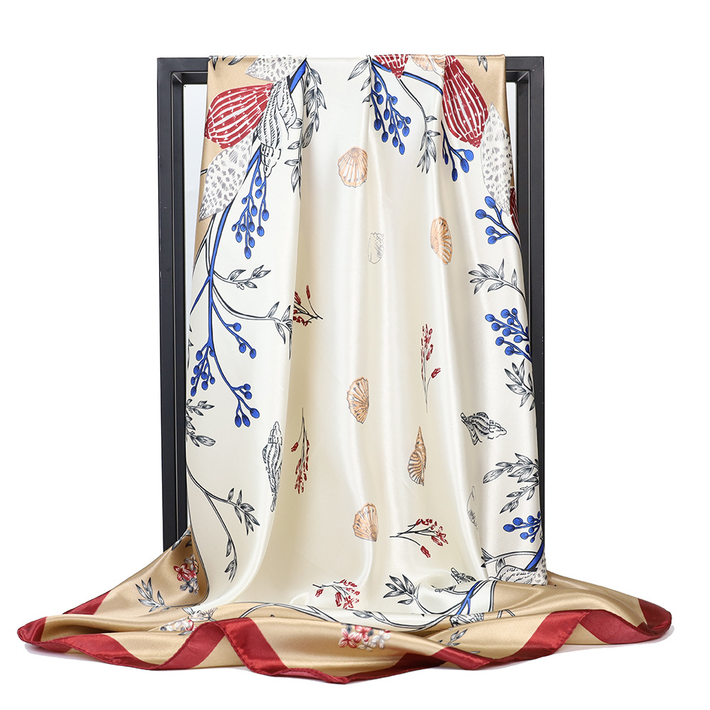 Women's Gender Women's Casual Simple Style Tree Feather Flower Satin Printing Silk Scarf