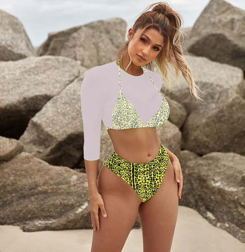  New Sexy Bikini Swimwear AliExpress Amazon European and American High-Waisted Three-Piece Overseas Women's Swimwear