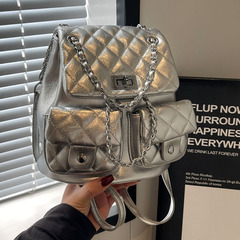 Fashionable and Versatile Chanel-style Checkered Backpack for Women, Dual Shoulder Bag, 2024 New Arrival, Large Capacity Chain Bag