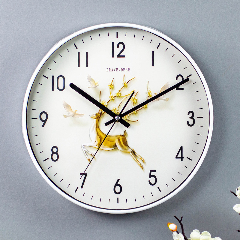 30cm Chinese Style Golden Deer clock Living Room Art wall clock Simple Modern clock wall clock Quartz clock