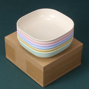 15cm Square Deepened Bone Spitting Dish 6 Wheat Straw Anti-fall Cake Dish Restaurant Raised Dumplings Dish