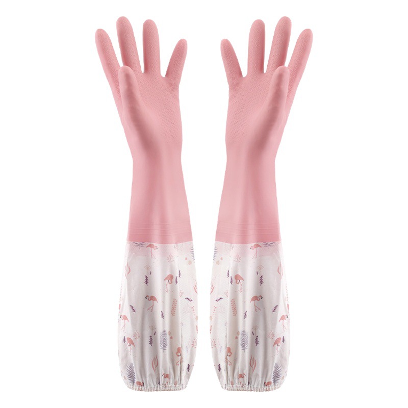 Guantes Domésticos de Cocina de PVC, Impermeables, Con Forro Polar y Extra Largos image 1