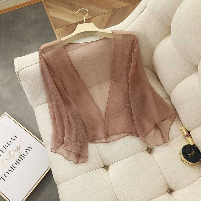 Sun-protective Clothing Women's Summer Thin Coat Outer Wearing Small Shawl Blouse Long-sleeved Beach Cardigan All-match Air-conditioning Shirt Super Fairy