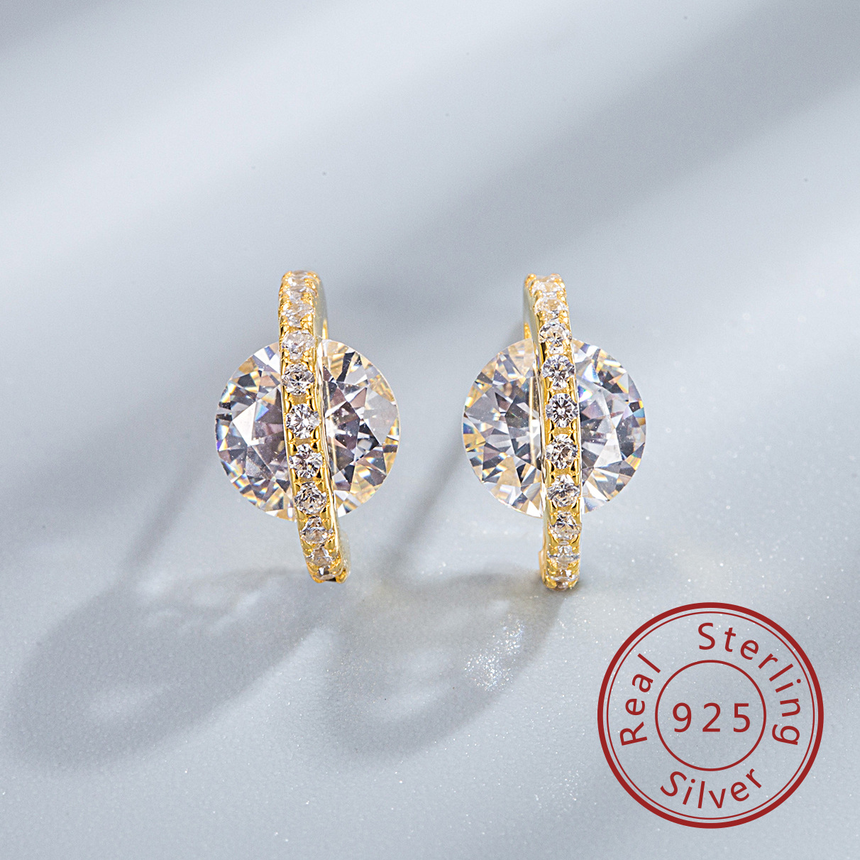 2g Weight 925 Sterling Silver Ear Needle Material 1 Pair 925 Sterling Silver Zircon 925 Sterling Silver Earrings Geometric Ear Studs