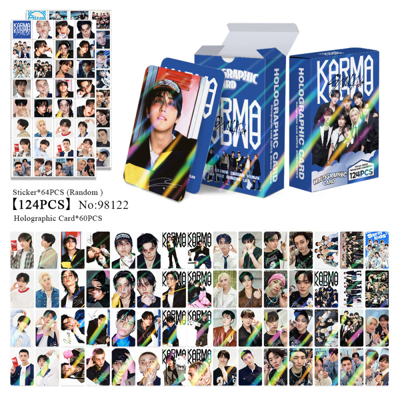 STRAYKID アルバム タータルチェーンカード ビッグヘッドステッカー 両面カラー印刷 LOMO カード フラッシュカード ホログラフィックカード 124 個|undefined