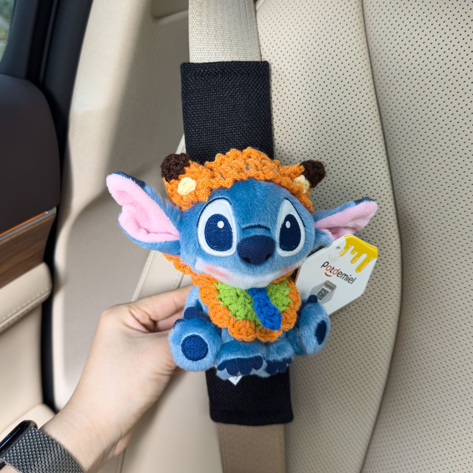 Authentic Lilo and Stitch Doll Car Seat Belt Shoulder Cover Decorative Car Accessories Anti-Stranglehold Car Accessories