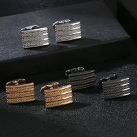 AliExpress Amazon Новые Креативные Прямоугольные запонки в черную полоску французские запонки для деловой рубашки