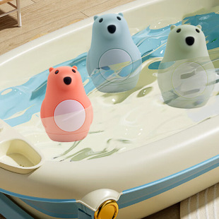 Bear Silicone Toy Kidsren's Bathroom Water Surface Floating Cognitive Bath Silicone Playmate Can Spray Water Interactive Chewing Fun