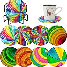 5D8 件 3D 彩虹钻石艺术绘画杯垫套件带支架 防滑杯垫茶桌用品量