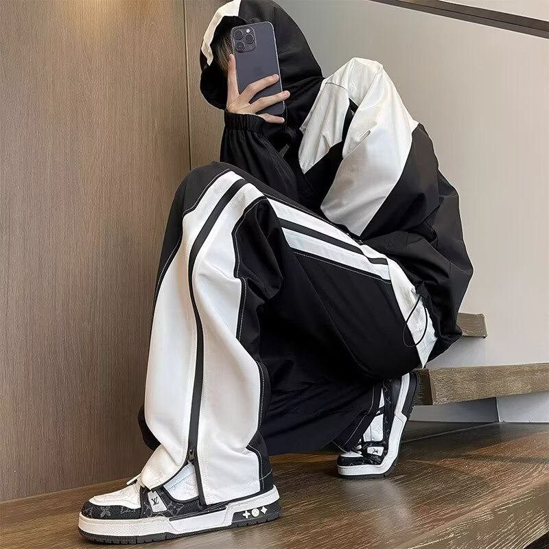 American Style Functional Style Zipper Leg Pants Men's Winter Stitching High-end Sense Pants Hiking Climbing Crock Pants