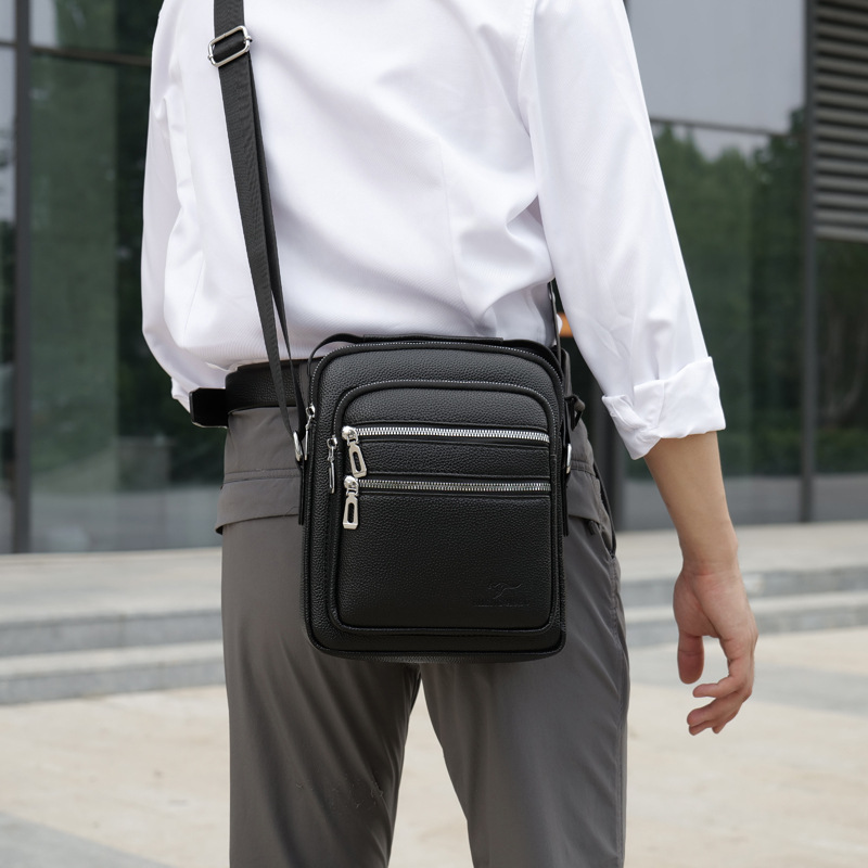 Bolso de hombro para hombre, mensajero de cuero, maletín informal compacto